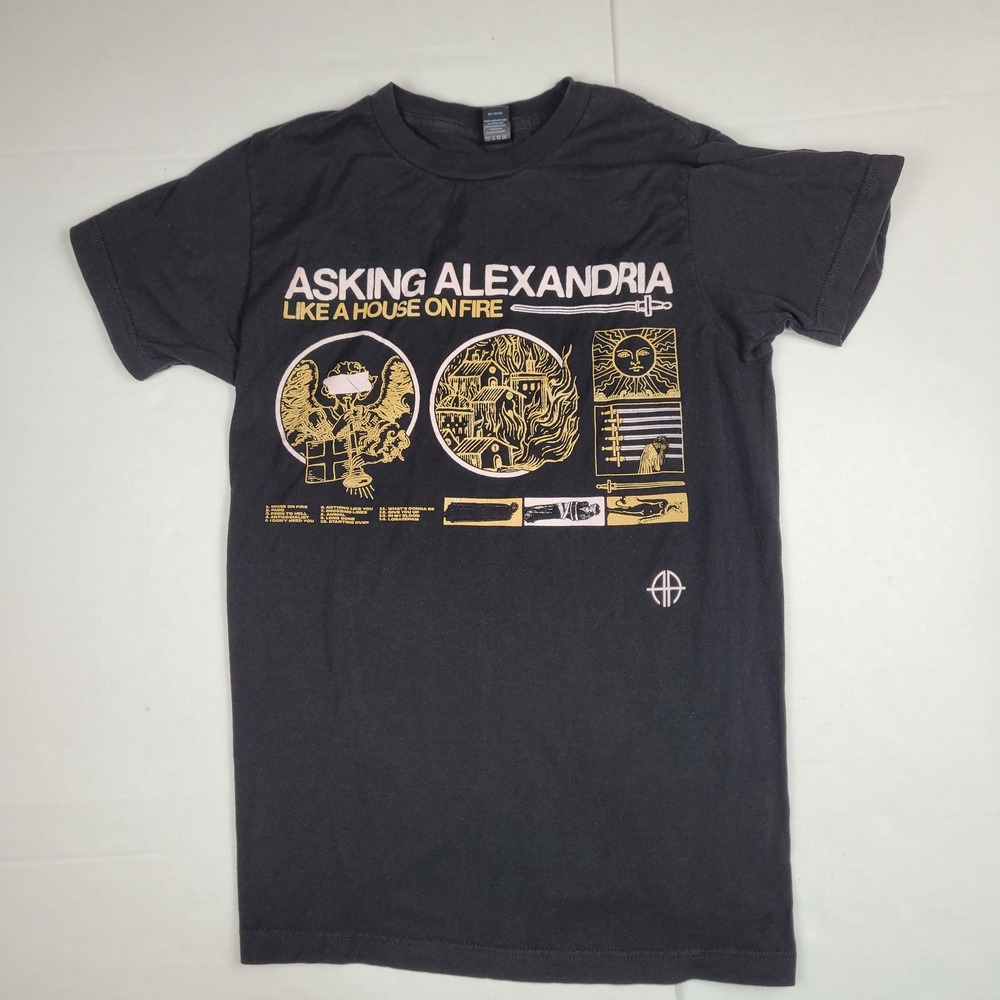 Asking Alexandria Like a House‎ on Fire Band T Shirt Black Size S black graphic